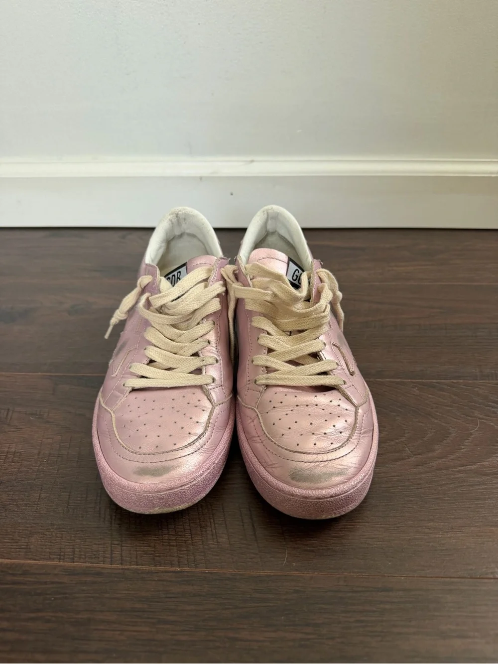 Golden Goose Pink Metallic Superstar Studded Low-Top Sneakers